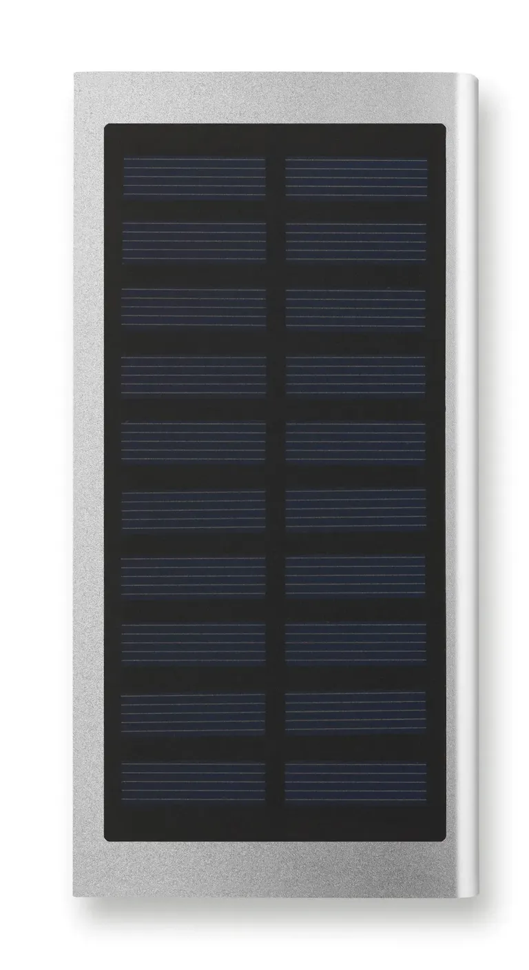 Solar Powerflat 8000mAh Power Bank – Recycled Aluminium with Solar Panel